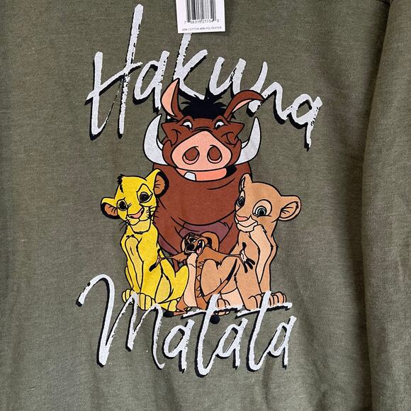 DISNEY Lion King Hakuna Matata Center Design Green Long Sleeve Shirt Woman Small - Picture 2 of 7